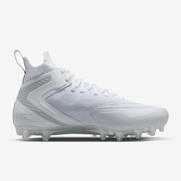 New Nike Alpha Huarache 8 Elite Lacrosse Cleats White/Grey CW4440-110 - Picture 1 of 9